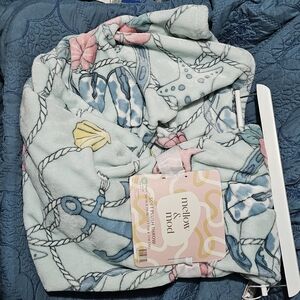 Coastal Seashell Plush Throw Blanket - Light Aqua